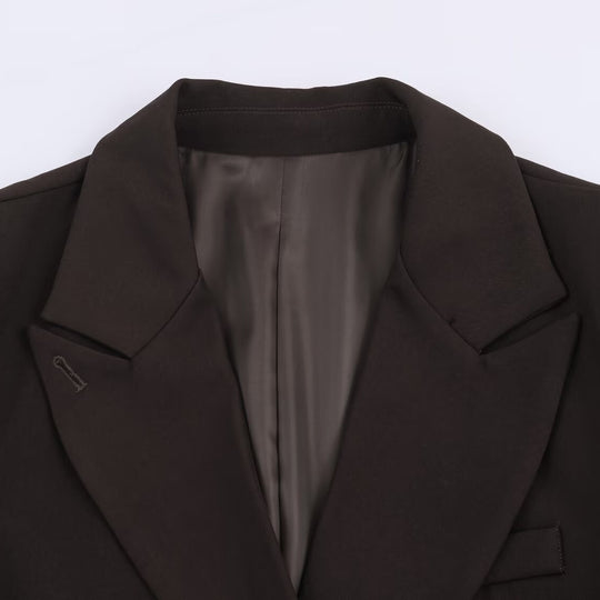 Damen Taillierter Longline-Blazer mit fallendem Revers und Ein-Knopf-Verschluss Shop Nory
