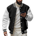 Herren Varsity-Jacke mit kontrastierenden Ärmeln und gestreiften Bündchen