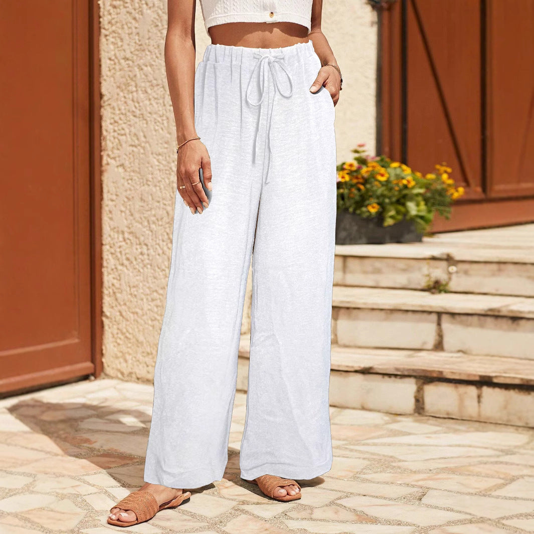 Damen Leichte Palazzo-Culotte aus Feinstrick mit hohem Komfortbund und Kordelzug Shop Nory