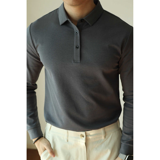 Herren Modisches Langarm-Polohemd mit feinem Strukturdesign Shop Nory