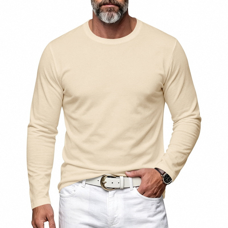 Herren Slim-Fit Baumwoll-Langarmshirt mit Rundhalsausschnitt Shop Nory
