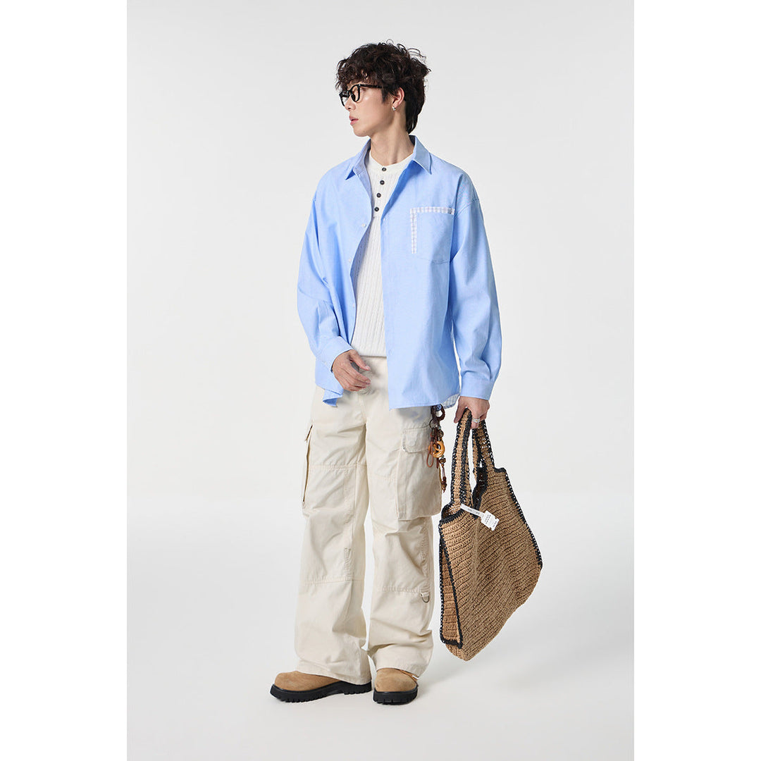 Damen Oversize Baumwoll-Hemd mit Karobesatz an Brusttasche und Saum Shop Nory