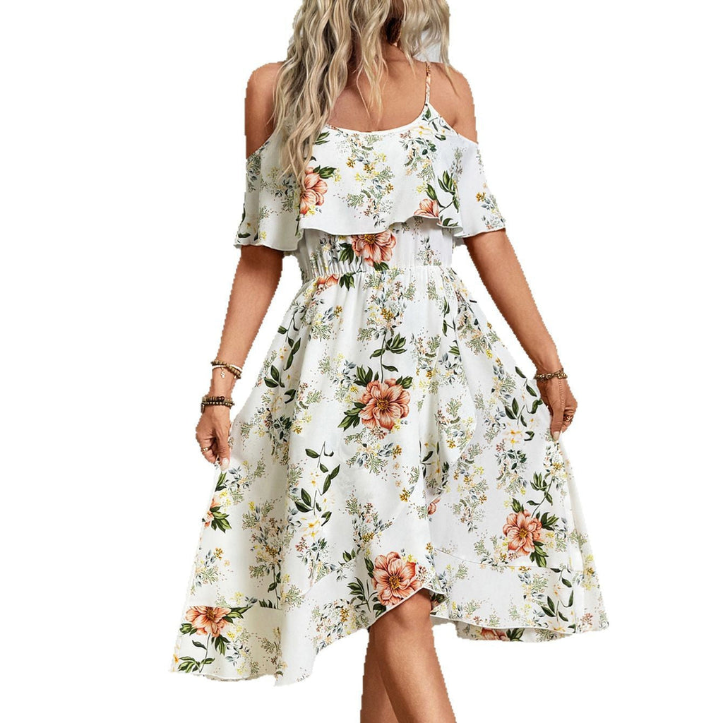 Damen Verspieltes Blumen-Überwurfkleid