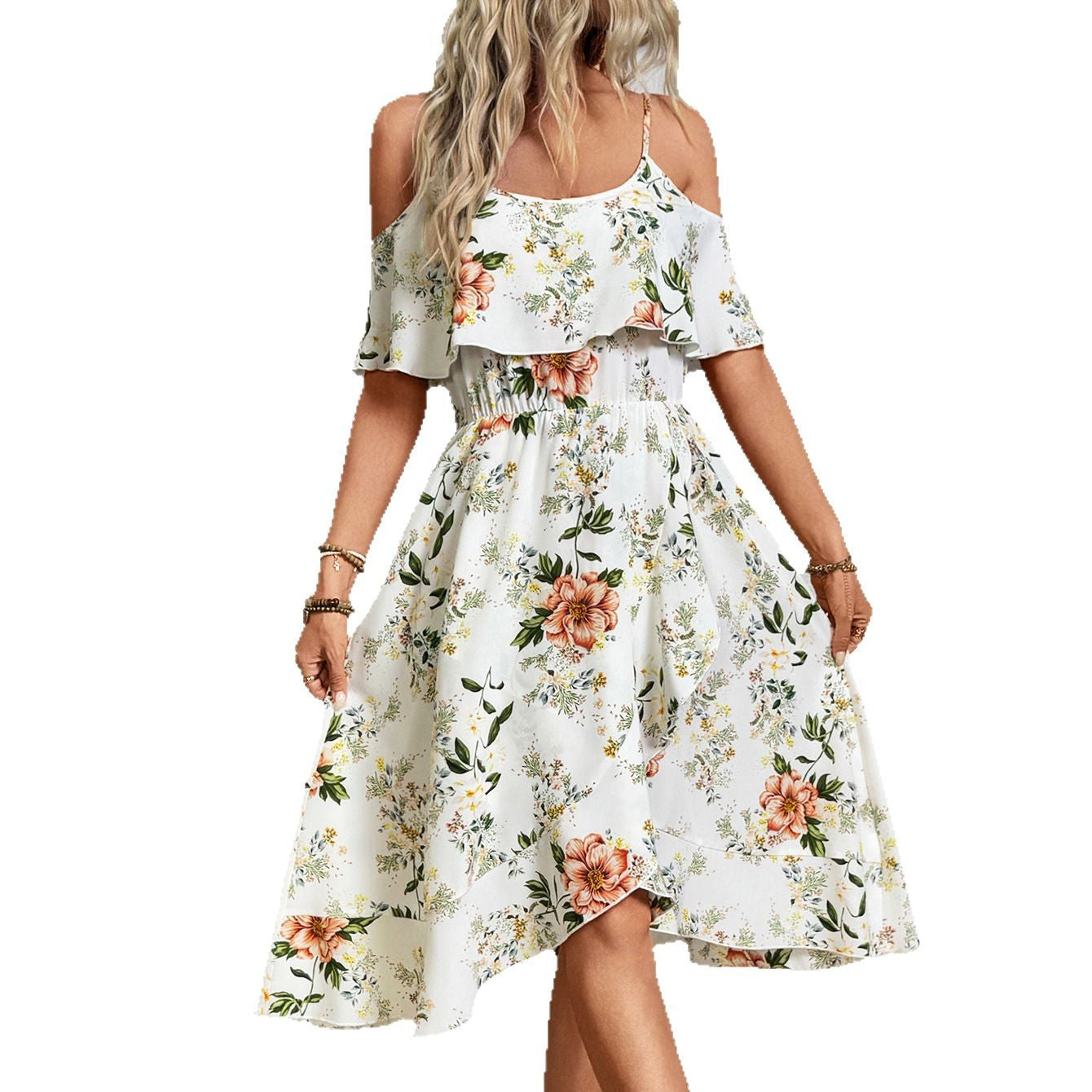 Damen Verspieltes Blumen-Überwurfkleid