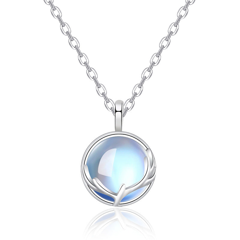 Damen Halskette mit stilvollem Cabochon-Anhänger und erlesenem Leaf-Design Shop Nory