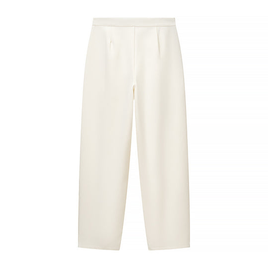 Damen Hochtaillierte weite Stoffhose mit Bundfalten, Bügelfalte und Eingrifftaschen Shop Nory