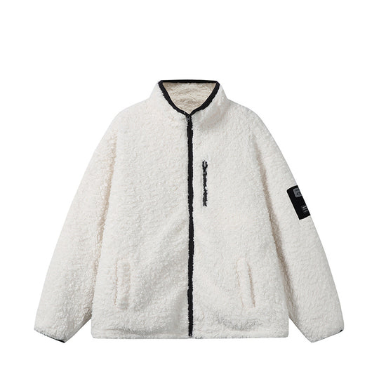 Unisex Teddy‑Fleece Jacke mit Stehkragen, hoher Wärme und kontrastierender Reißverschluss Shop Nory