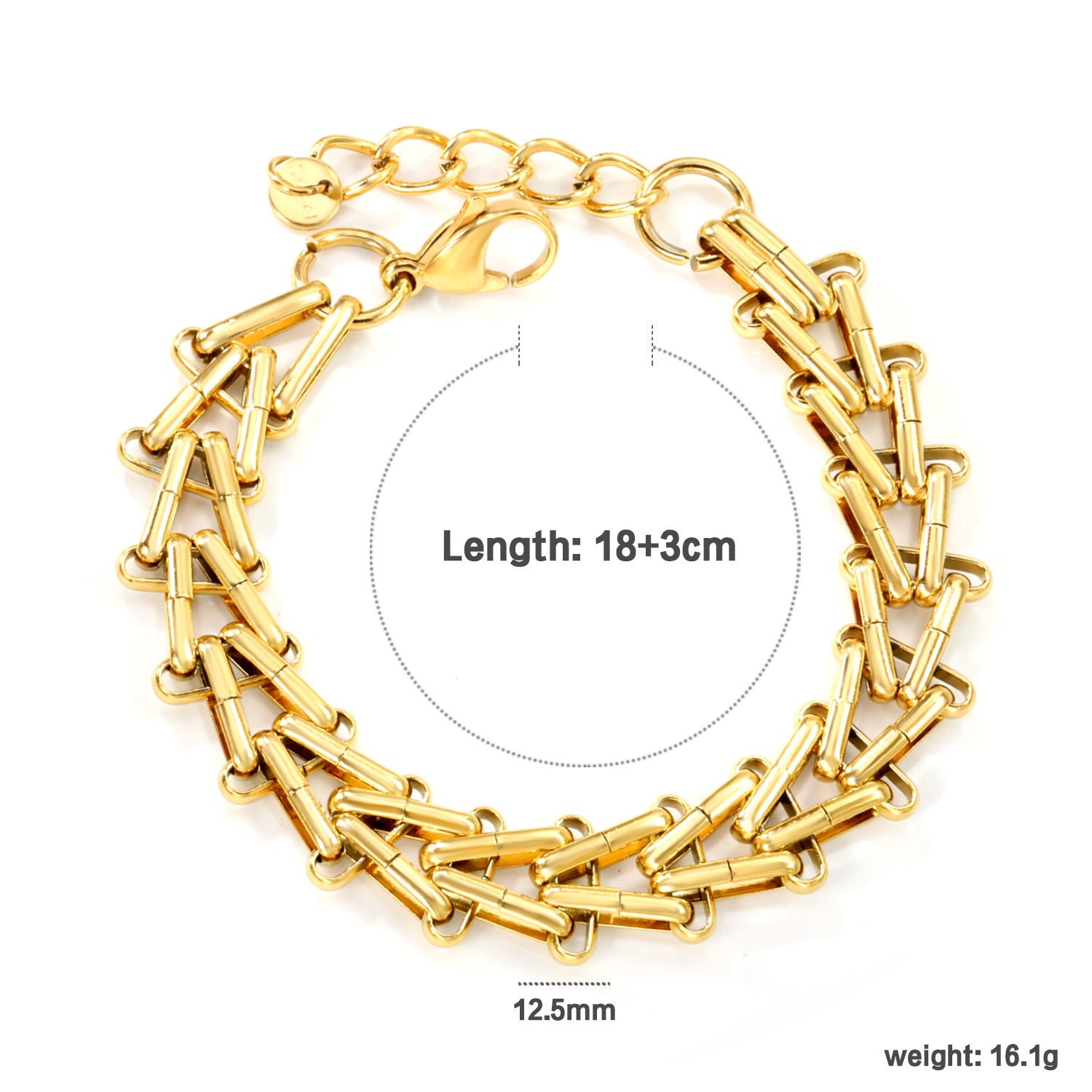 Damen trendiges Gliederarmband aus hochwertigem Edelstahl mit verstellbarem Verschluss Shop Nory
