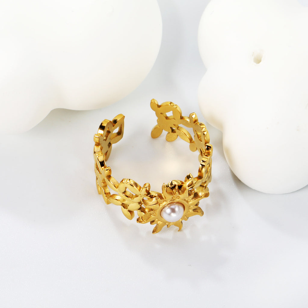 Damen Offener Ring mit kunstvollem Sonnenmotiv und anpassbarem Design Shop Nory