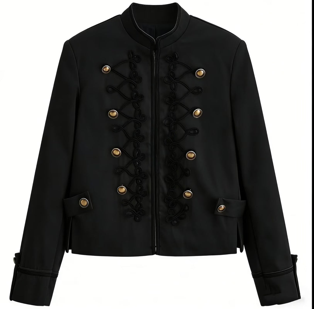 Damen Kurzjacke im Militärstil mit Zierkordeln und Stehkragen Shop Nory