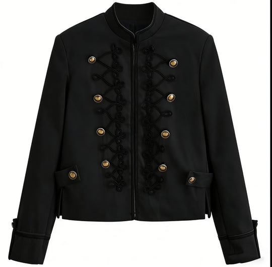Damen Kurzjacke im Militärstil mit Zierkordeln und Stehkragen Shop Nory