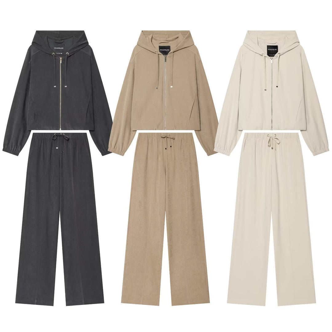 Damen Weite Palazzo-Loungehose mit Tunnelzug und Bügelfalte Shop Nory