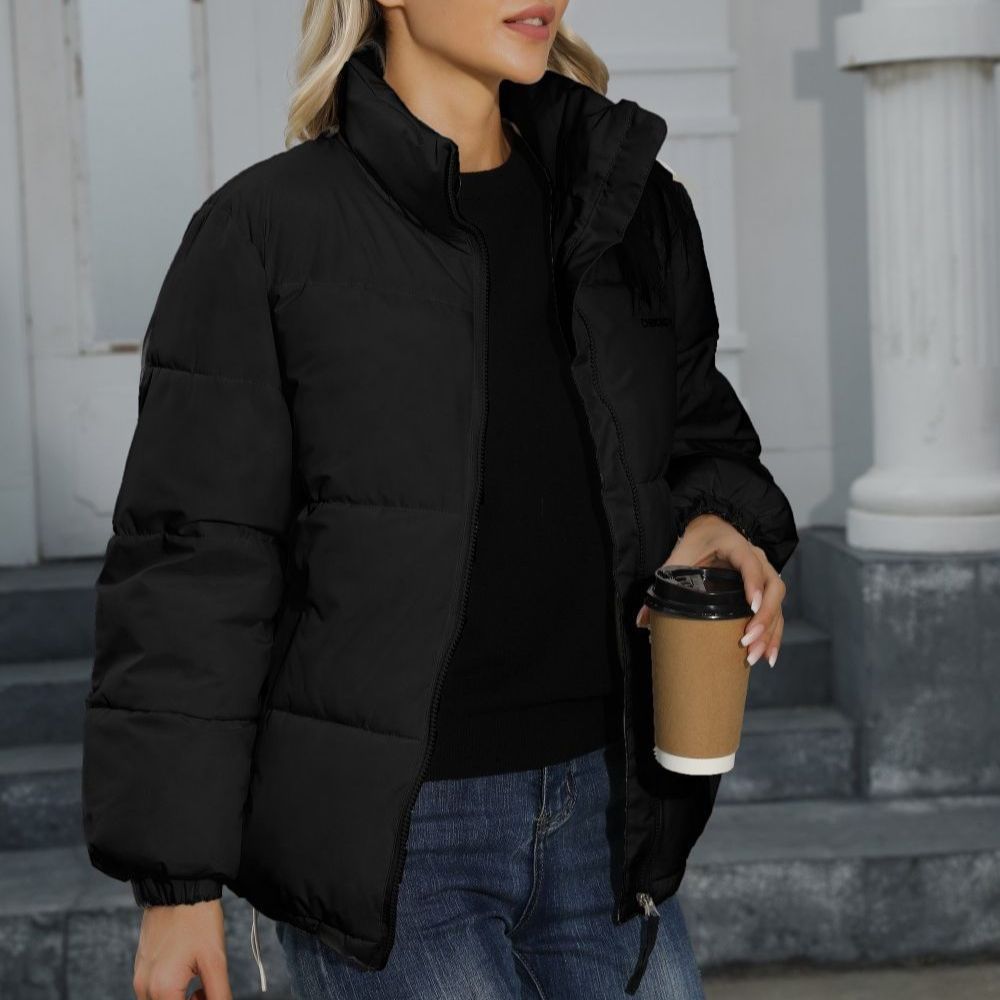 Damen Wattierte Oversize-Steppjacke mit Stehkragen und Kordelzugsaum Shop Nory