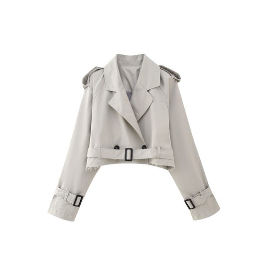 Damen Kurztrench mit Taillengürtel und Epauletten Shop Nory