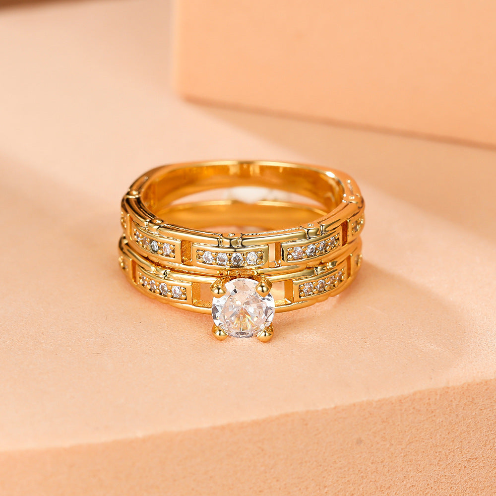 Damen Ring mit funkelnden Zirkonia und verschnörkeltem Design Shop Nory