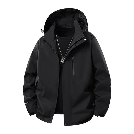 Herren Technische Softshell‑Regenjacke mit verschweißten Nähten, verstellbarer Kapuze und wasserabweisenden Reißverschlüssen Shop Nory