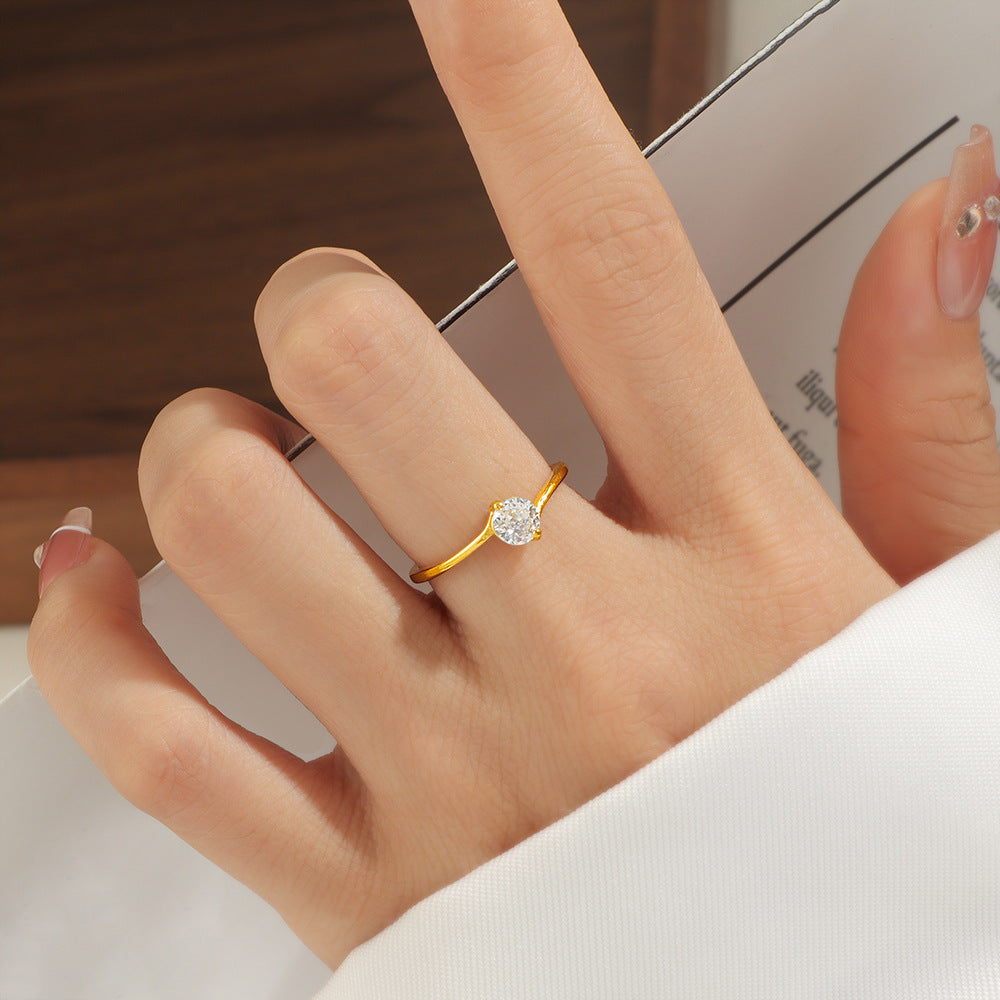 Damen Zarter Ring mit funkelndem Herzdesign Shop Nory