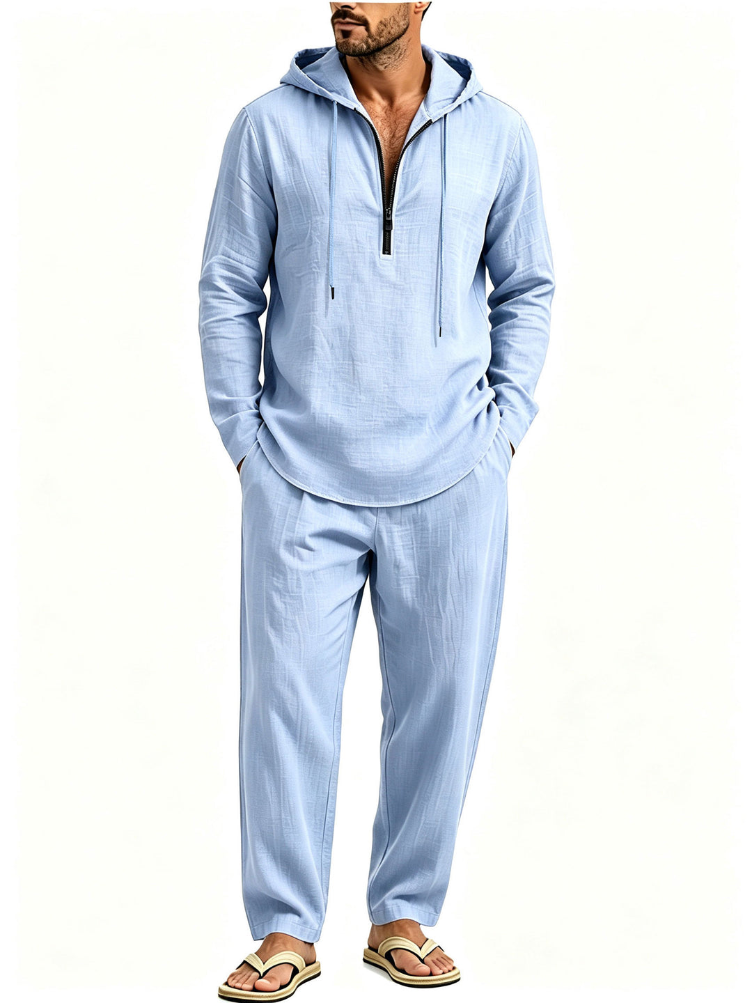 Herren Lässiges Lounge-Set mit Halbzip-Kapuzenpullover und locker sitzender Freizeit-Hose Shop Nory