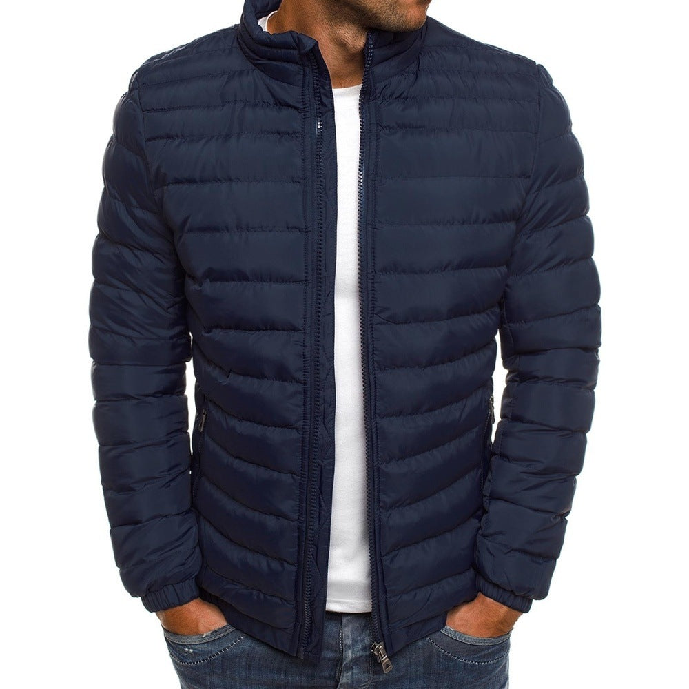 Herren leichte Steppjacke mit hohem Kragen und elastischen Bündchen