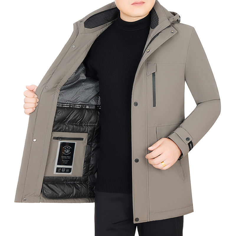 Herren Wasserabweisender Parka mit herausnehmbarer Kapuze und integrierter Smartphone-Innentasche Shop Nory