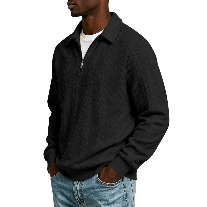 Herren Troyer-Strickpullover mit halbem Reißverschluss und Zopfmuster Shop Nory