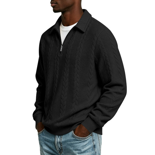Herren Troyer-Strickpullover mit halbem Reißverschluss und Zopfmuster Shop Nory