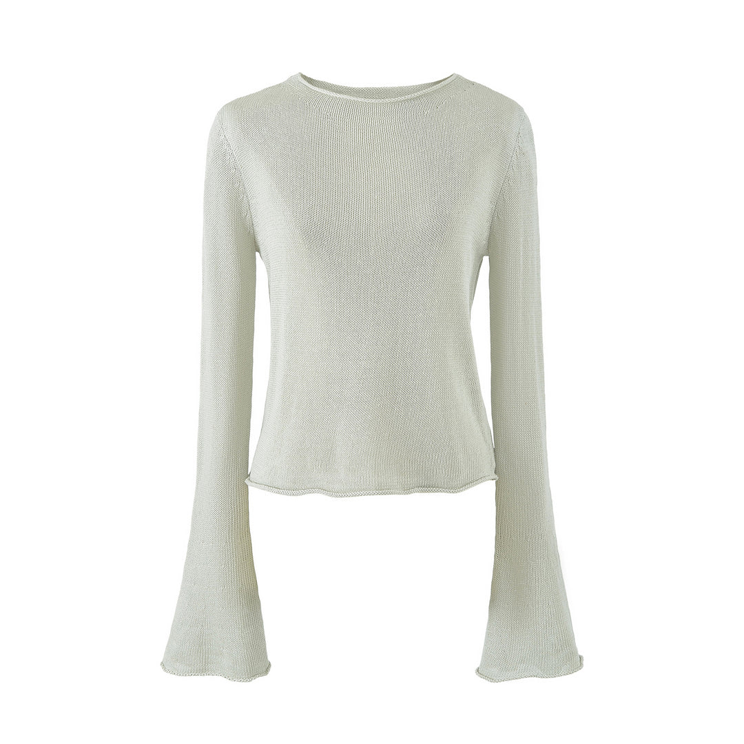 Damen Leichtes Feinstrick-Longsleeve mit ausgestellten Trompetenärmeln Shop Nory