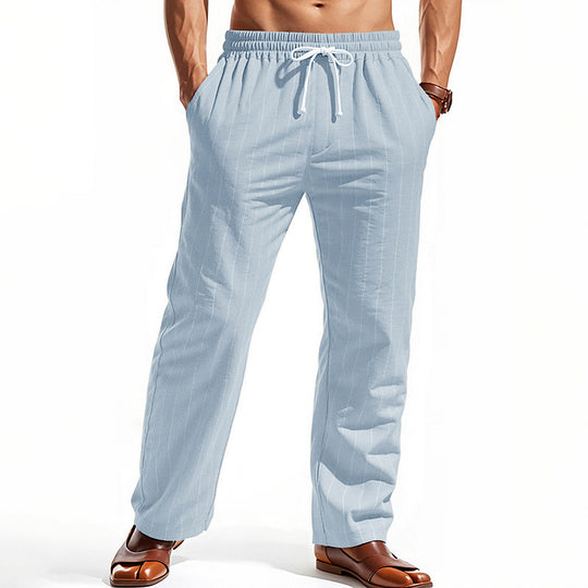 Herren nan Nadelstreifen-Freizeithose mit elastischem Bund, Kordelzug und geradem Schnitt Shop Nory