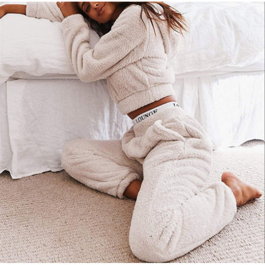 Damen kuscheliges Lounge-Set aus weichem Fleece