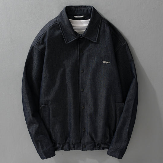 Herren Jeansjacke mit Druckknöpfen und elastischem Saum Shop Nory