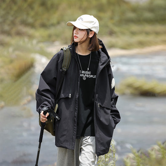 Damen Leichte Wasserabweisende Oversized Funktions-Outdoorjacke mit Kapuze Shop Nory
