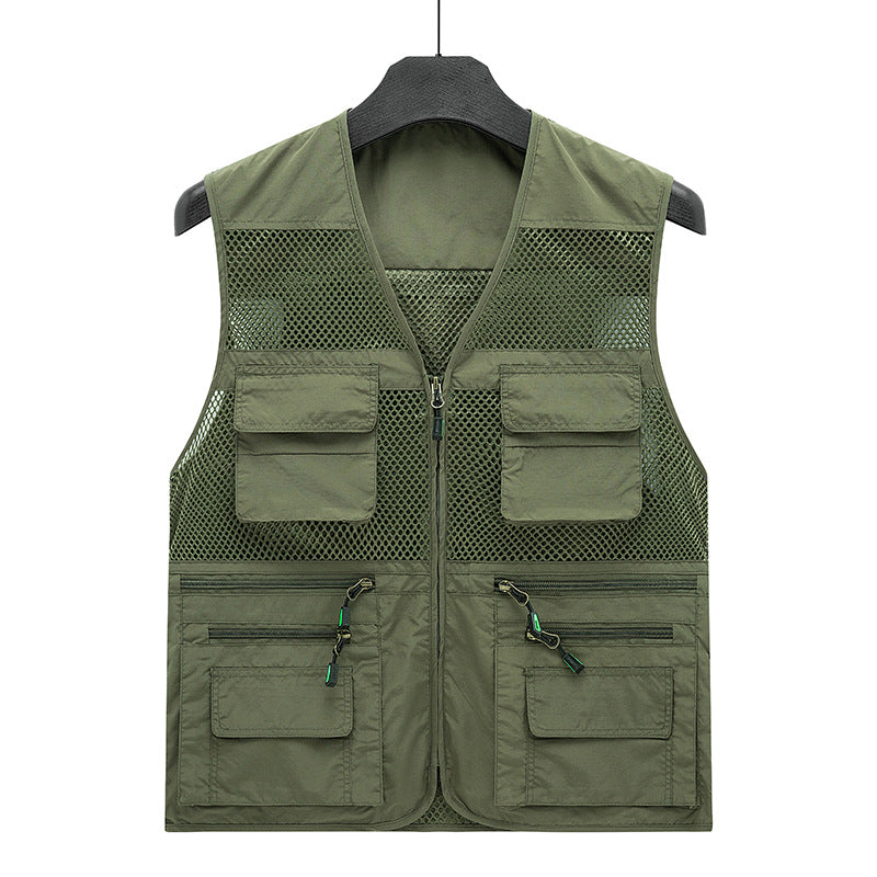 Herren Leichte Mesh-Utility-Weste mit vielen Reißverschluss- und Klapptaschen für Outdoor und Fotografie Shop Nory