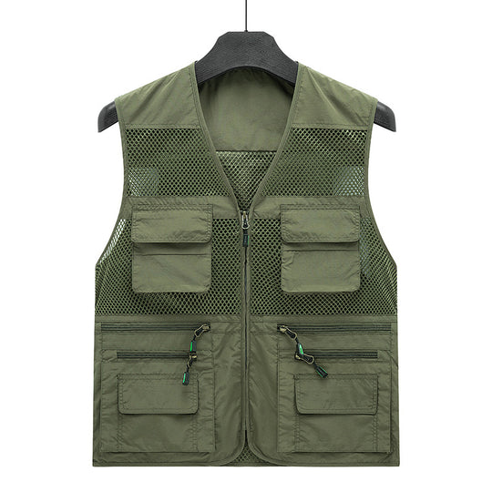 Herren Leichte Mesh-Utility-Weste mit vielen Reißverschluss- und Klapptaschen für Outdoor und Fotografie Shop Nory