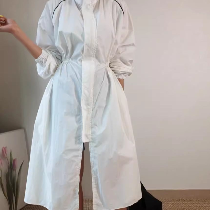 Damen Leichter Windbreaker-Mantel mit taillierendem Tunnelzug und Raglanärmeln Shop Nory
