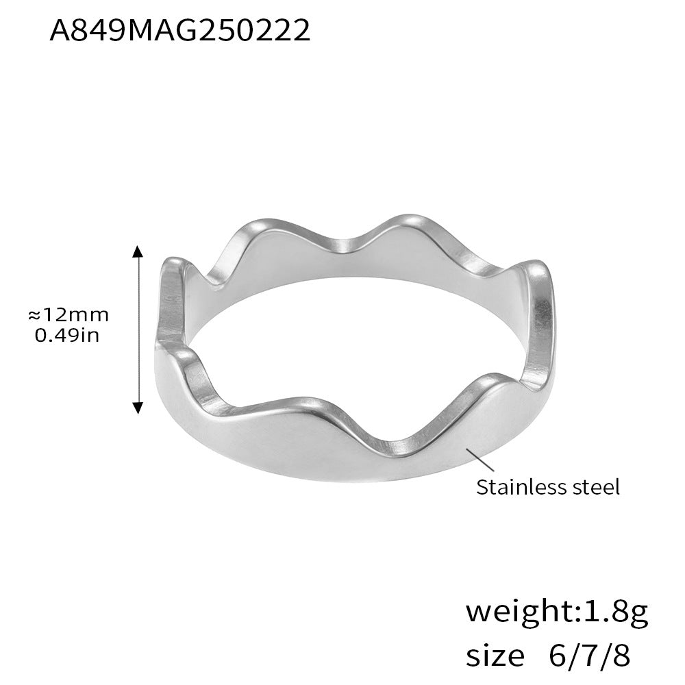 Damen Wellenförmiger Ring aus Edelstahl Shop Nory