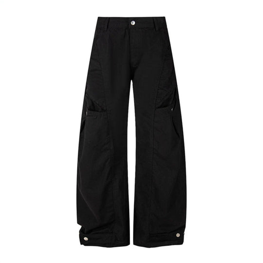 Damen Weite Cargo-Palazzo-Hose mit hohem Bund, großen Klappentaschen und verstellbarem Saum Shop Nory
