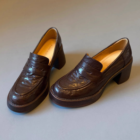 Damen Hochabsatz-Pennyloafer mit massivem Blockabsatz und profilierter Sohle Shop Nory