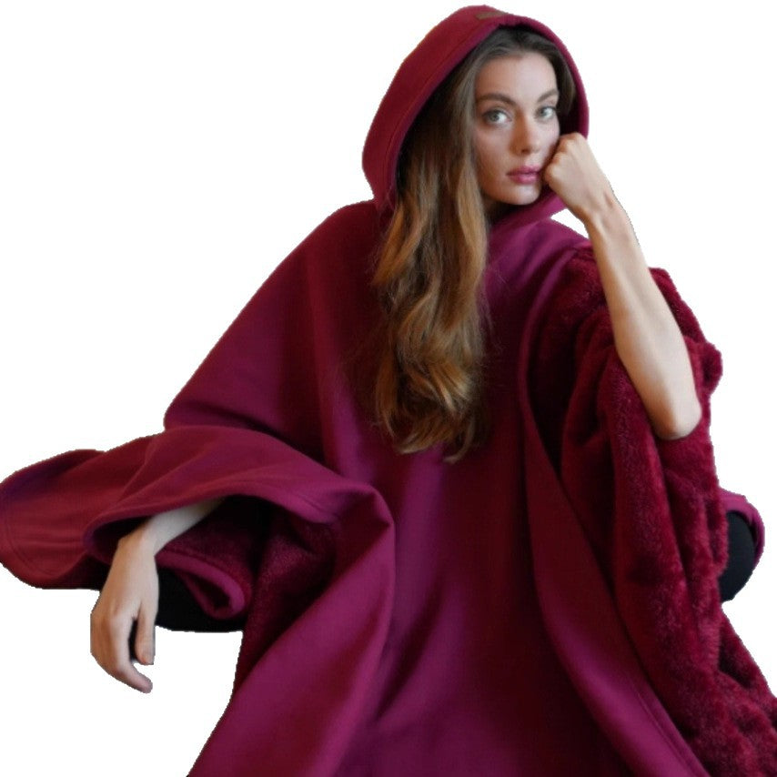 Unisex nan Kapuzen-Poncho Kuscheldecke mit weichem Futter und großzügigem Oversize-Schnitt Shop Nory