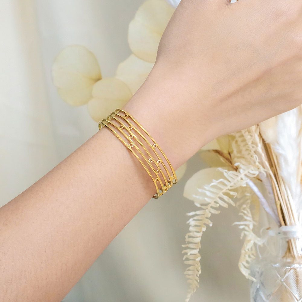 Damen Offener Armreif mit stilvollem Lamellen-Design Shop Nory
