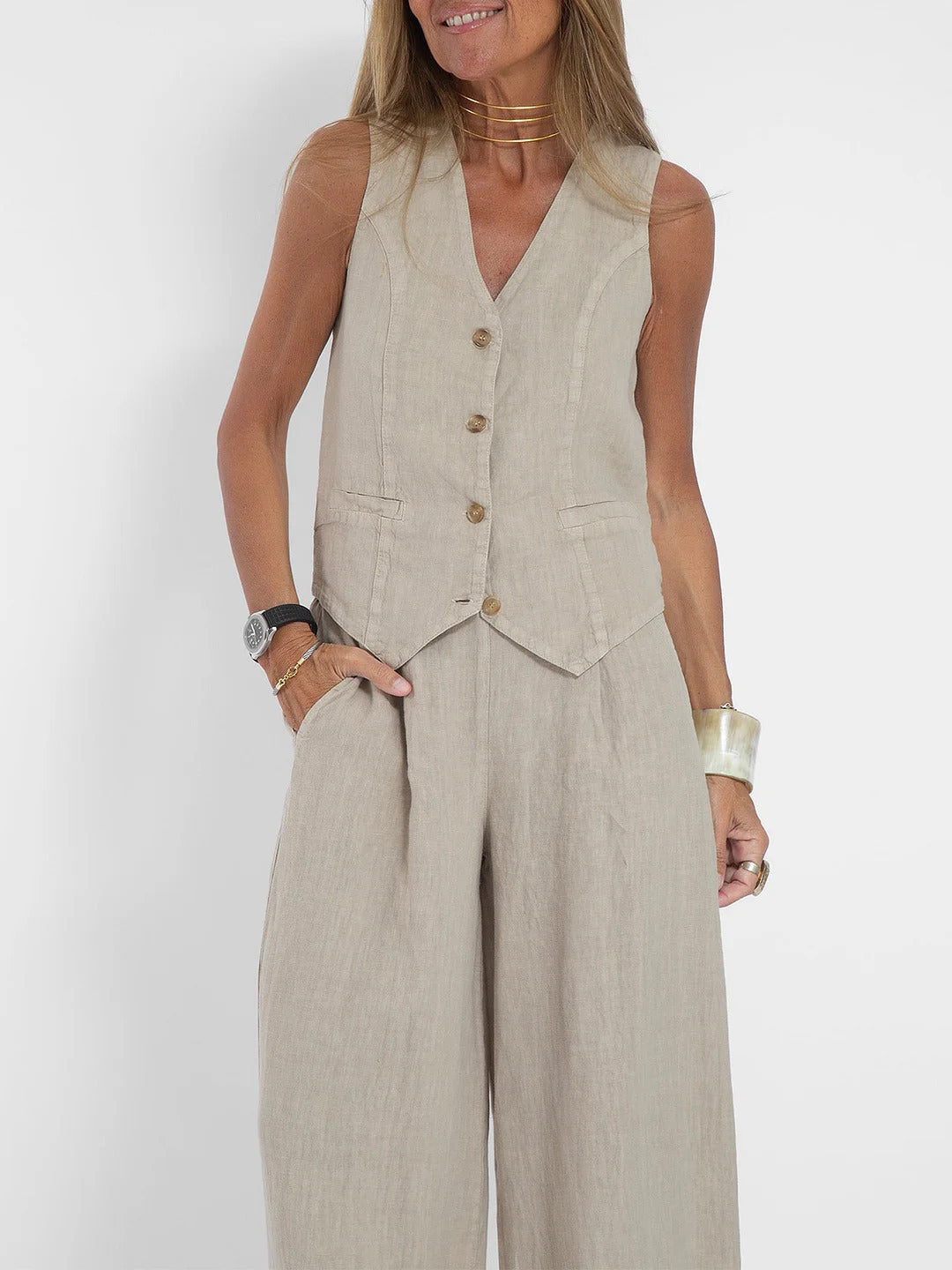 Damen Leinenweste im eleganten Design