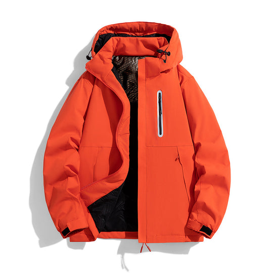 Herren wasserabweisende gesteppte Winterjacke mit Kapuze, thermischer Isolierung und reflektierender Brusttasche Shop Nory