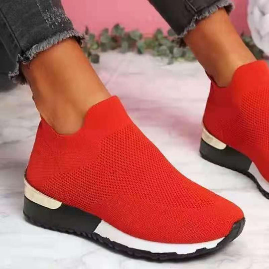 Damen Atmungsaktive Slip-On Sneaker mit trendiger Textiloberfläche und elastischem Kragen