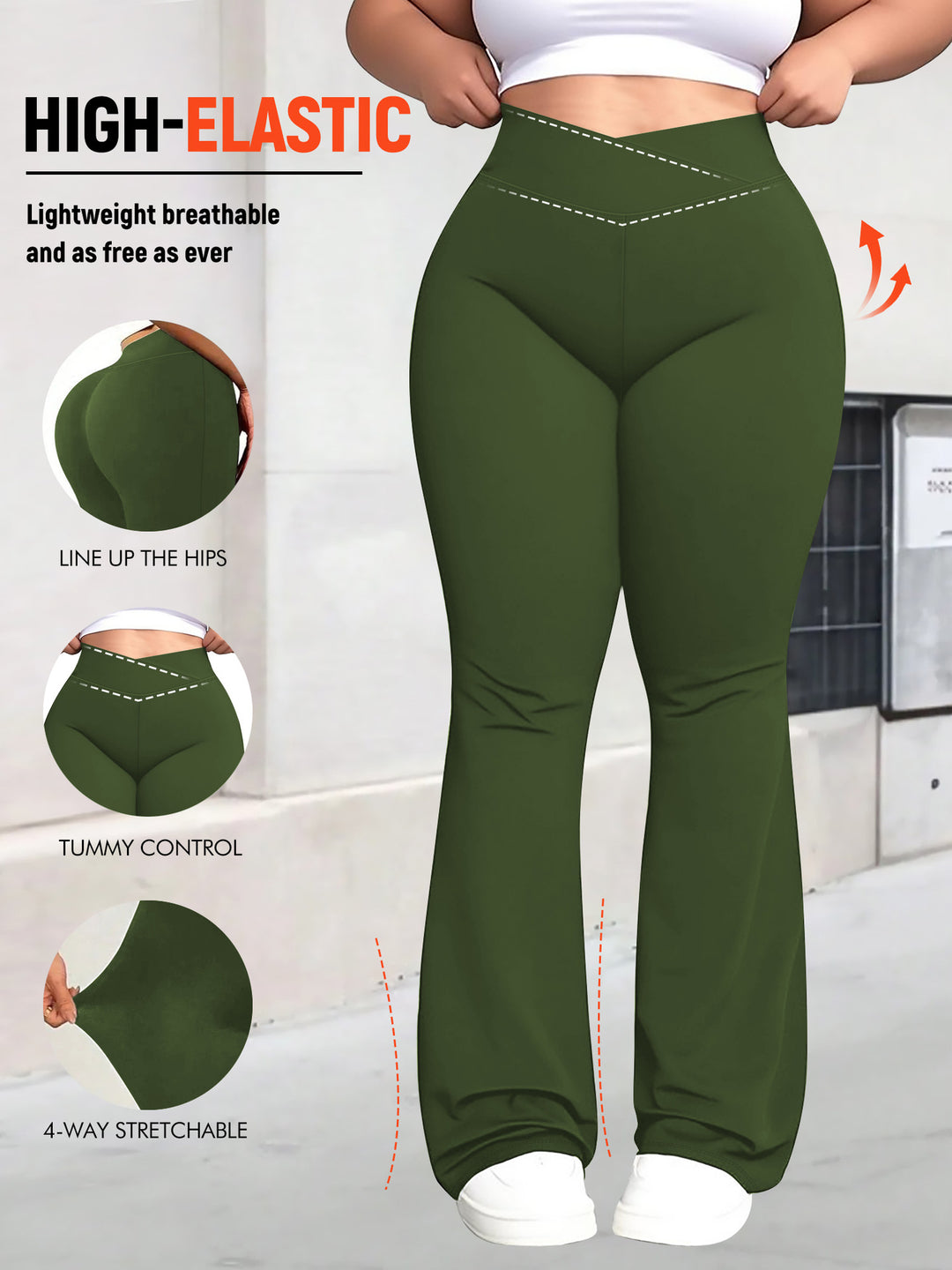 Damen taillenhohe Shaping Bootcut-Leggings mit Bauchkontrolle und 4-Wege-Stretch Shopy Nory