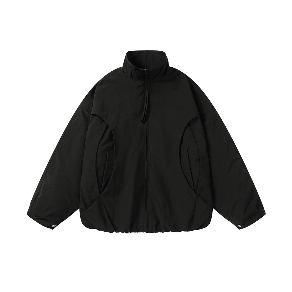 Unisex Kurz geschnittener Oversize-Boxy-Blouson mit hohem Stehkragen, geschwungener Taschenführung und elastischem Saum Shop Nory