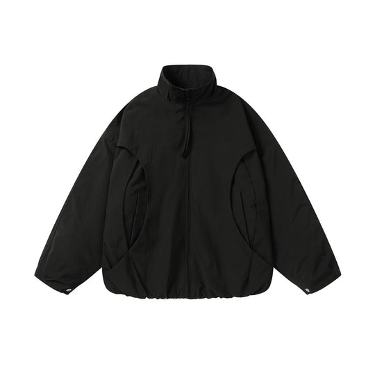 Unisex Kurz geschnittener Oversize-Boxy-Blouson mit hohem Stehkragen, geschwungener Taschenführung und elastischem Saum Shop Nory