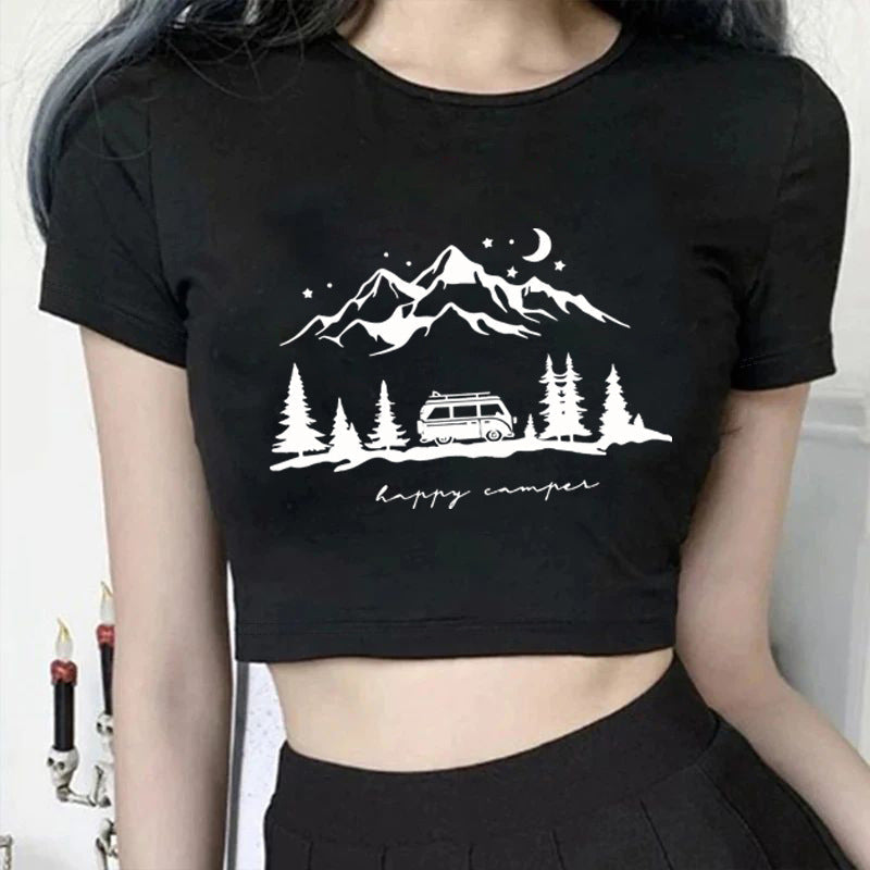 Damen Kurzarm T-Shirt mit aufgedrucktem Lippenmotiv Shopnory