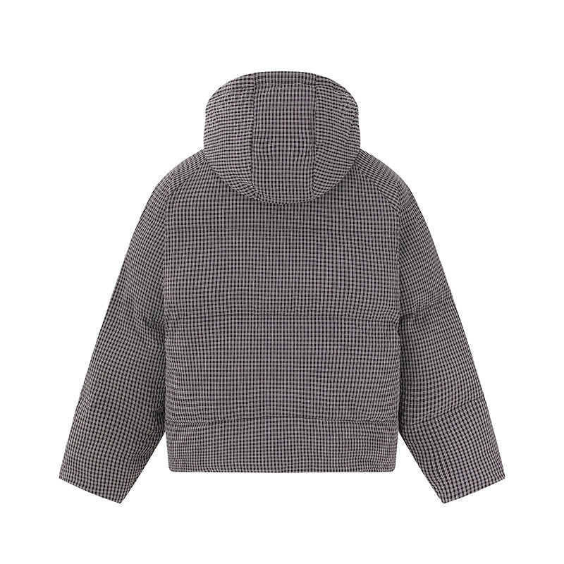 Unisex Kurz geschnittene wattierte Kapuzenjacke mit feiner Karosteppung Shop Nory
