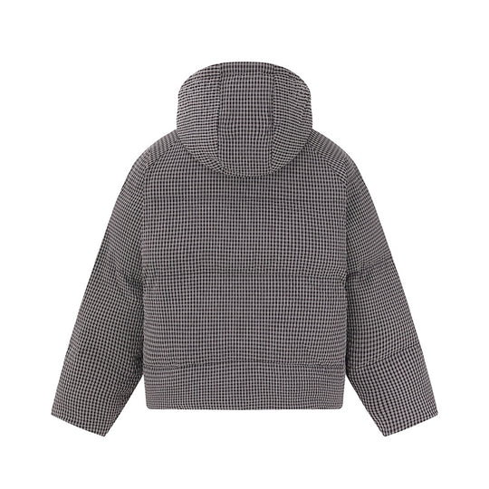Unisex Kurz geschnittene wattierte Kapuzenjacke mit feiner Karosteppung Shop Nory