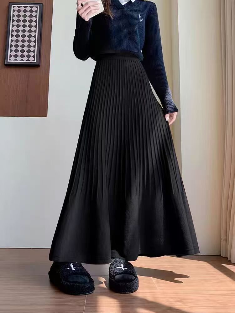 Damen eleganter Faltenrock mit hohem Bund
