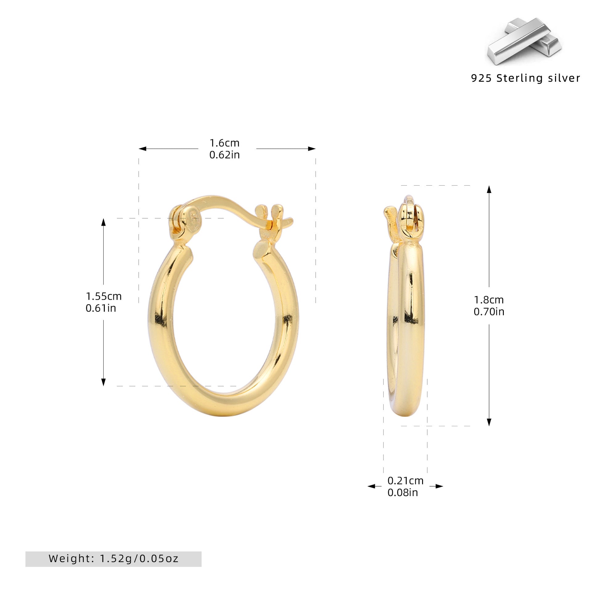 Damen Creolen aus 925 Sterling Silber mit elegantem, geschwungenem Design Shop Nory